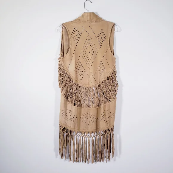 Mahiya Nomad Suede Fringe Vest Tan - Picture 10 of 17
